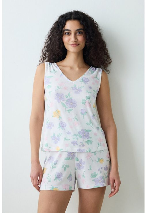 Top de pijama cu imprimeu - fara maneci-FEMEI/IMBRACAMINTE/Pijamale si halate de baie-IMBRACAMINTE/Pijamale si halate de baie