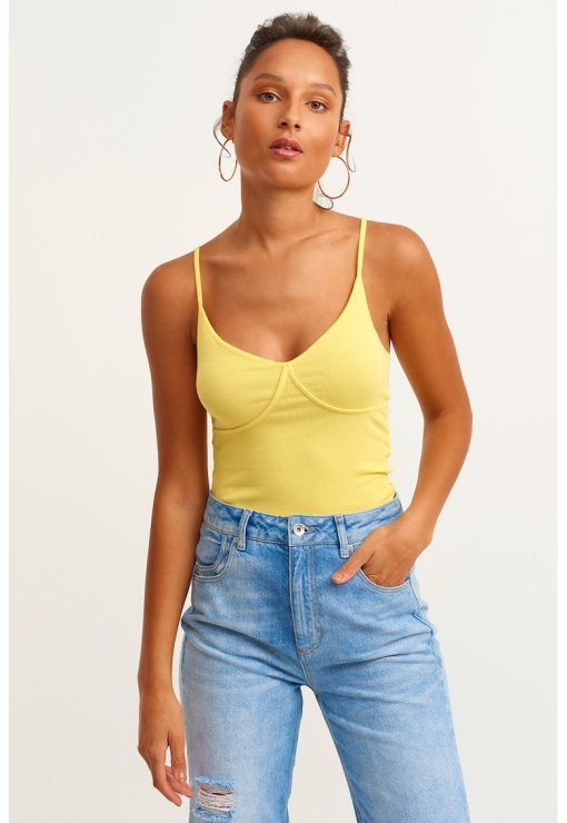 Top slim-fit cu bretele subtiri-FEMEI/IMBRACAMINTE/Tricouri si maiouri-IMBRACAMINTE/Tricouri si maiouri