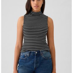 Top slim fit din amestec de modal cu guler inalt-FEMEI/IMBRACAMINTE/Tricouri si maiouri-IMBRACAMINTE/Tricouri si maiouri