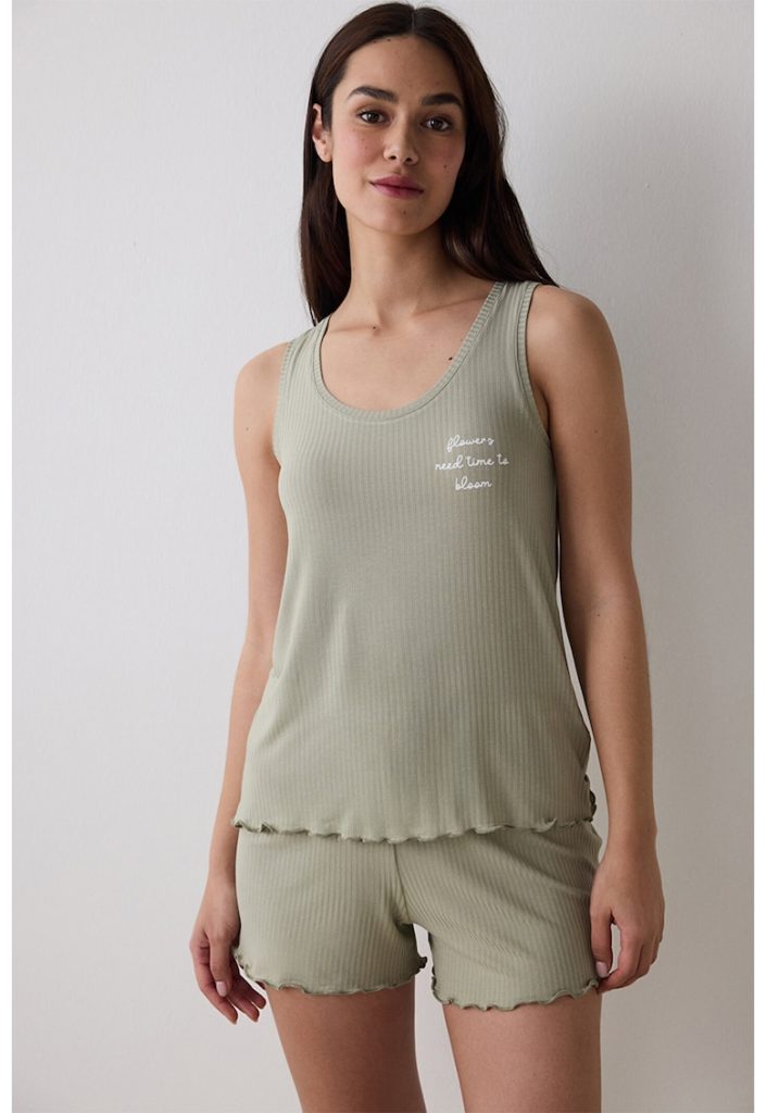 Top striat de pijama cu terminatie valurita-FEMEI/IMBRACAMINTE/Pijamale si halate de baie-IMBRACAMINTE/Pijamale si halate de baie