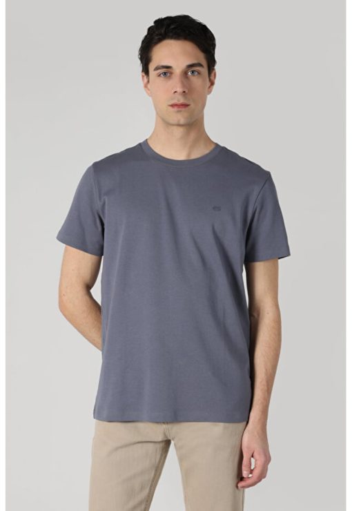 Tricou Cu Maneca Scurta De Barbati Albastru Regular Fit-BARBATI/IMBRACAMINTE/Tricouri si maiouri-IMBRACAMINTE/Tricouri si maiouri