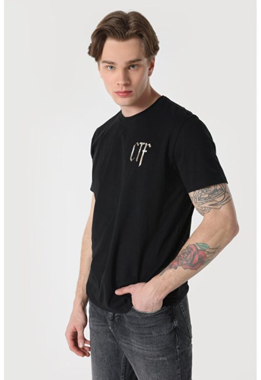 Tricou Cu Maneca Scurta De Barbati Negru Regular Fit ctf-BARBATI/IMBRACAMINTE/Tricouri si maiouri-IMBRACAMINTE/Tricouri si maiouri