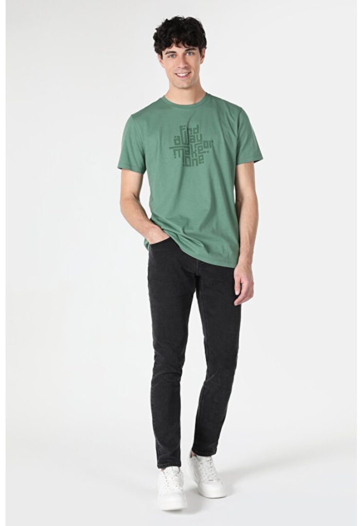 Tricou Cu Maneca Scurta De Barbati Verde Regular Fit find a way-BARBATI/IMBRACAMINTE/Tricouri si maiouri-IMBRACAMINTE/Tricouri si maiouri
