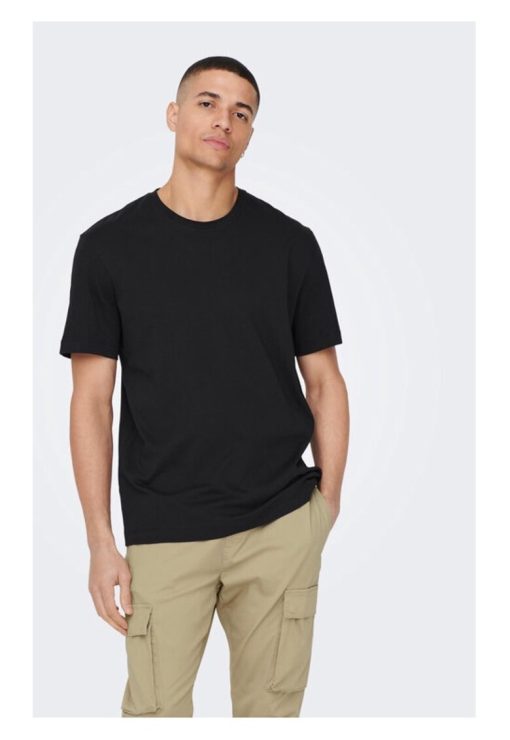 Tricou barbati -  47458 - Bumbac - Negru-BARBATI/IMBRACAMINTE/Tricouri si maiouri-IMBRACAMINTE/Tricouri si maiouri
