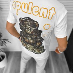 Tricou barbati alb  cu imprimeu cu wpate  oversize Y227 N5-4.1-Tricouri