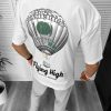 Tricou barbati alb  cu imprimeu pe spate  oversize 11813  D2-2.4-Tricouri