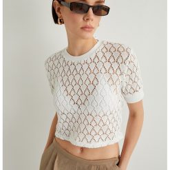 Tricou crop crosetat-FEMEI/IMBRACAMINTE/Tricouri si maiouri-IMBRACAMINTE/Tricouri si maiouri