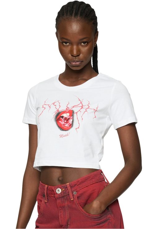 Tricou crop cu imprimeu grafic-FEMEI/IMBRACAMINTE/Tricouri si maiouri-IMBRACAMINTE/Tricouri si maiouri