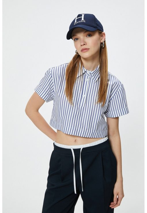 Tricou crop cu model in dungi-FEMEI/IMBRACAMINTE/Tricouri si maiouri-IMBRACAMINTE/Tricouri si maiouri