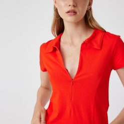 Tricou crop polo cu fermoar-FEMEI/IMBRACAMINTE/Tricouri si maiouri-IMBRACAMINTE/Tricouri si maiouri