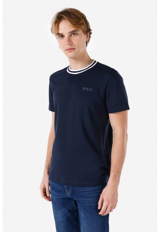 Tricou cu accente cu model in dungi-BARBATI/IMBRACAMINTE/Tricouri si maiouri-IMBRACAMINTE/Tricouri si maiouri