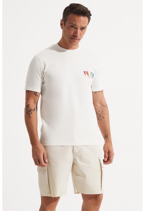 Tricou cu broderie text-BARBATI/IMBRACAMINTE/Tricouri si maiouri-IMBRACAMINTE/Tricouri si maiouri