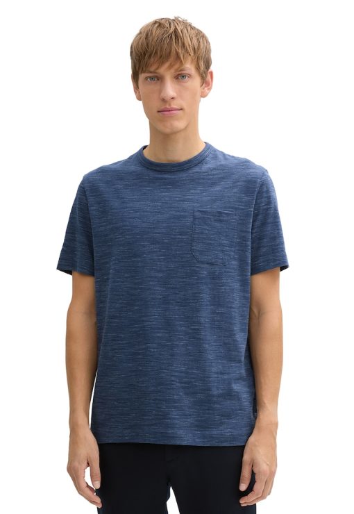 Tricou cu decolteu la baza gatului din amestec de bumbac cu buzunar aplicat-BARBATI/IMBRACAMINTE/Tricouri si maiouri-IMBRACAMINTE/Tricouri si maiouri