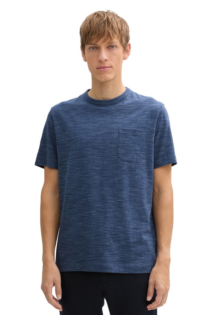 Tricou cu decolteu la baza gatului din amestec de bumbac cu buzunar aplicat-BARBATI/IMBRACAMINTE/Tricouri si maiouri-IMBRACAMINTE/Tricouri si maiouri