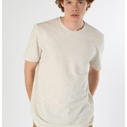Tricou cu decolteu la baza gatului si aspect texturat-BARBATI/IMBRACAMINTE/Tricouri si maiouri-IMBRACAMINTE/Tricouri si maiouri
