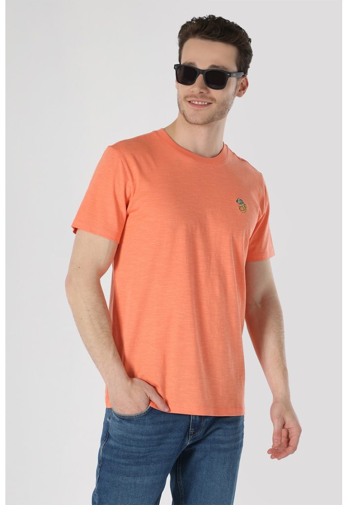 Tricou cu decolteu la baza gatului si broderie-BARBATI/IMBRACAMINTE/Tricouri si maiouri-IMBRACAMINTE/Tricouri si maiouri