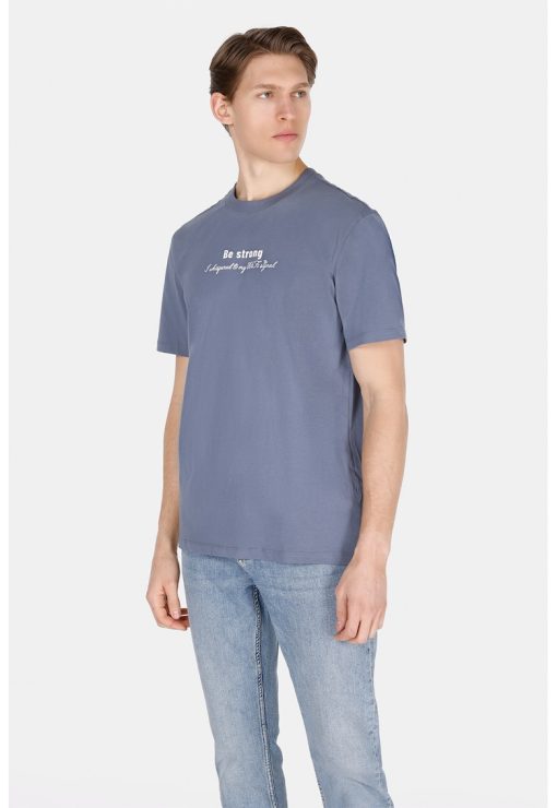 Tricou cu decolteu la baza gatului si imprimeu-BARBATI/IMBRACAMINTE/Tricouri si maiouri-IMBRACAMINTE/Tricouri si maiouri