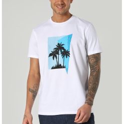 Tricou cu decolteu la baza gatului si imprimeu-BARBATI/IMBRACAMINTE/Tricouri si maiouri-IMBRACAMINTE/Tricouri si maiouri