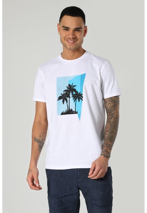 Tricou cu decolteu la baza gatului si imprimeu-BARBATI/IMBRACAMINTE/Tricouri si maiouri-IMBRACAMINTE/Tricouri si maiouri