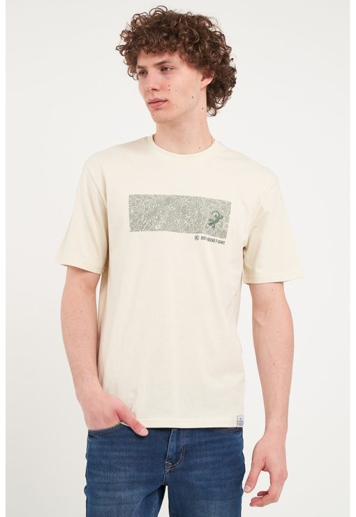 Tricou cu decolteu la baza gatului si imprimeu-BARBATI/IMBRACAMINTE/Tricouri si maiouri-IMBRACAMINTE/Tricouri si maiouri