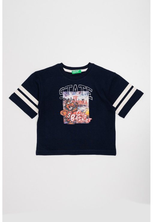 Tricou cu decolteu la baza gatului si imprimeu grafic-BAIETI/IMBRACAMINTE/Tricouri si maiouri-IMBRACAMINTE/Tricouri si maiouri