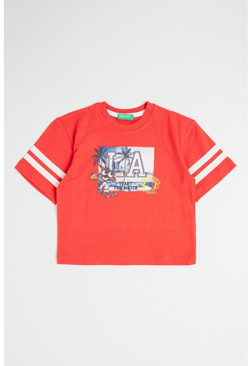Tricou cu decolteu la baza gatului si imprimeu grafic-BAIETI/IMBRACAMINTE/Tricouri si maiouri-IMBRACAMINTE/Tricouri si maiouri