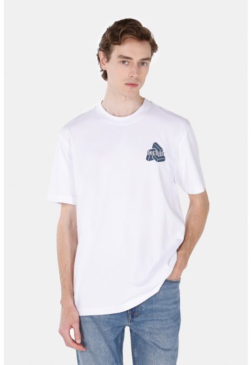 Tricou cu decolteu la baza gatului si imprimeu grafic-BARBATI/IMBRACAMINTE/Tricouri si maiouri-IMBRACAMINTE/Tricouri si maiouri