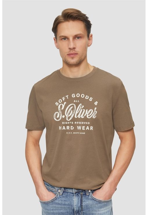 Tricou cu decolteu la baza gatului si imprimeu logo-BARBATI/IMBRACAMINTE/Tricouri si maiouri-IMBRACAMINTE/Tricouri si maiouri