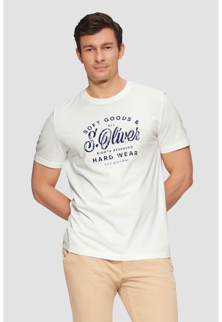 Tricou cu decolteu la baza gatului si imprimeu logo-BARBATI/IMBRACAMINTE/Tricouri si maiouri-IMBRACAMINTE/Tricouri si maiouri
