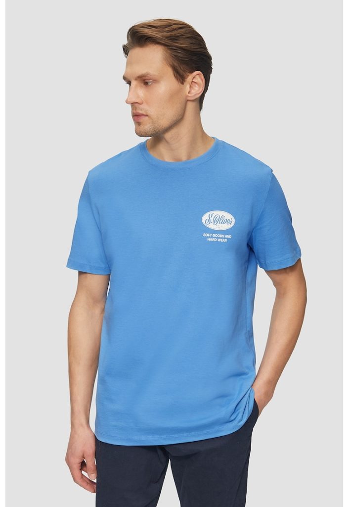 Tricou cu decolteu la baza gatului si imprimeu logo-BARBATI/IMBRACAMINTE/Tricouri si maiouri-IMBRACAMINTE/Tricouri si maiouri