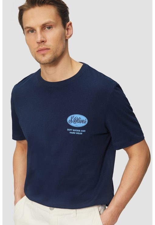 Tricou cu decolteu la baza gatului si imprimeu logo-BARBATI/IMBRACAMINTE/Tricouri si maiouri-IMBRACAMINTE/Tricouri si maiouri