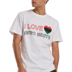 Tricou cu decolteu la baza gatului si imprimeu text-BARBATI/IMBRACAMINTE/Tricouri si maiouri-IMBRACAMINTE/Tricouri si maiouri