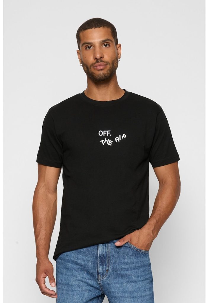 Tricou cu decolteu la baza gatului si imprimeu text-BARBATI/IMBRACAMINTE/Tricouri si maiouri-IMBRACAMINTE/Tricouri si maiouri
