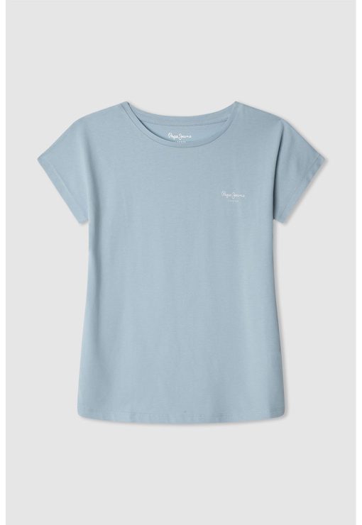 Tricou cu decolteu la baza gatului si logo discret Bloomy N-FETE/IMBRACAMINTE/Tricouri si maiouri-IMBRACAMINTE/Tricouri si maiouri
