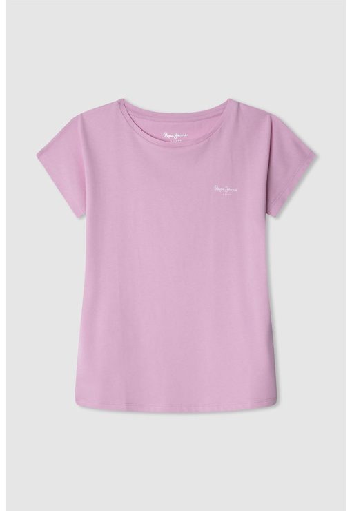 Tricou cu decolteu la baza gatului si logo discret Bloomy N-FETE/IMBRACAMINTE/Tricouri si maiouri-IMBRACAMINTE/Tricouri si maiouri