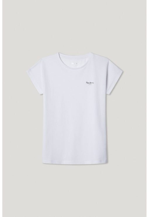 Tricou cu decolteu la baza gatului si logo discret Bloomy N-FETE/IMBRACAMINTE/Tricouri si maiouri-IMBRACAMINTE/Tricouri si maiouri