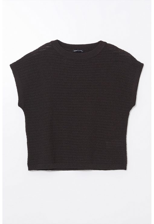 Tricou cu decolteu la baza gatului si maneci scurte-FEMEI/IMBRACAMINTE/Tricouri si maiouri-IMBRACAMINTE/Tricouri si maiouri