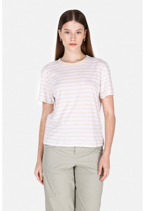 Tricou cu decolteu la baza gatului si model in dungi-FEMEI/IMBRACAMINTE/Tricouri si maiouri-IMBRACAMINTE/Tricouri si maiouri