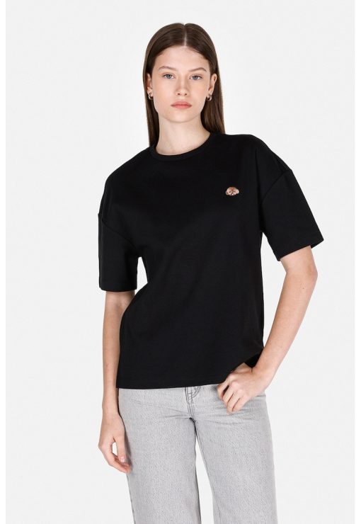 Tricou cu decolteu la baza gatului si model uni-FEMEI/IMBRACAMINTE/Tricouri si maiouri-IMBRACAMINTE/Tricouri si maiouri