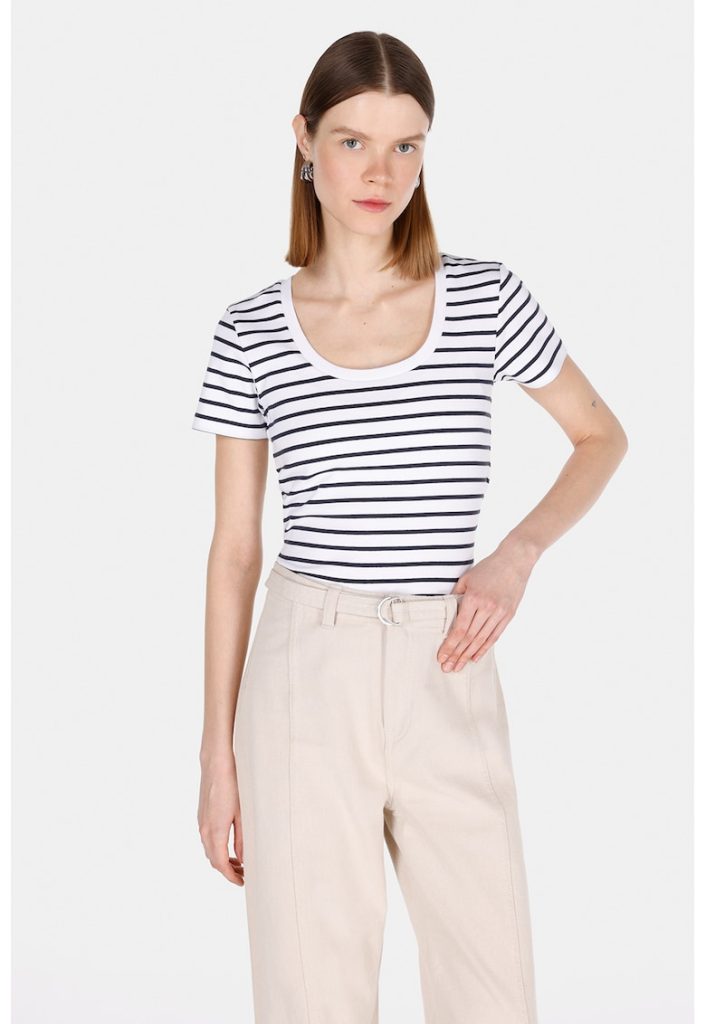 Tricou cu decolteu rotund si model in dungi-FEMEI/IMBRACAMINTE/Tricouri si maiouri-IMBRACAMINTE/Tricouri si maiouri