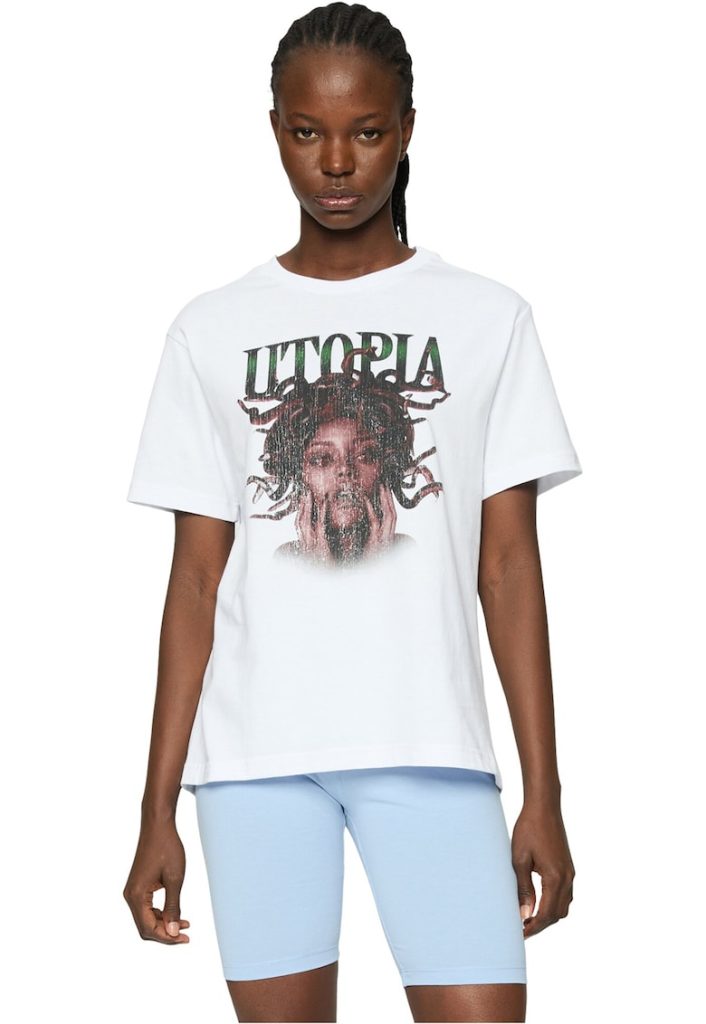 Tricou cu design grafic si decolteu la baza gatului-FEMEI/IMBRACAMINTE/Tricouri si maiouri-IMBRACAMINTE/Tricouri si maiouri
