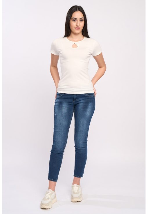 Tricou cu detaliu decupat-FEMEI/IMBRACAMINTE/Tricouri si maiouri-IMBRACAMINTE/Tricouri si maiouri