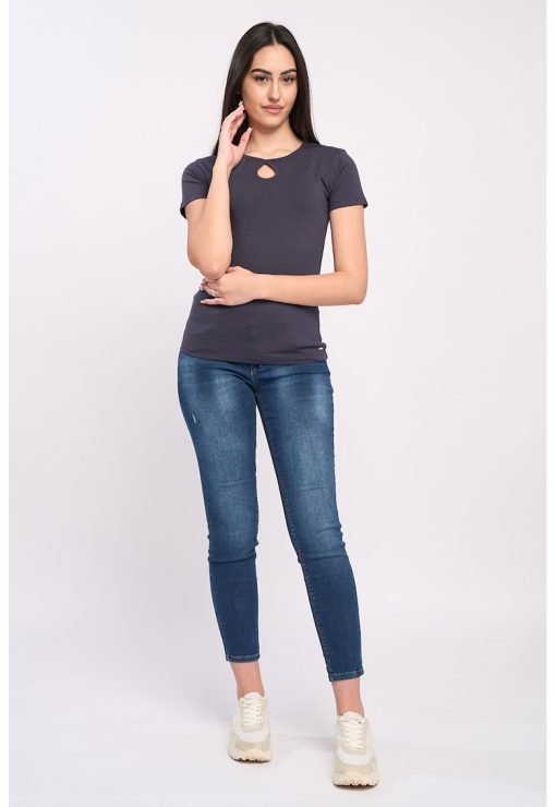 Tricou cu detaliu decupat-FEMEI/IMBRACAMINTE/Tricouri si maiouri-IMBRACAMINTE/Tricouri si maiouri