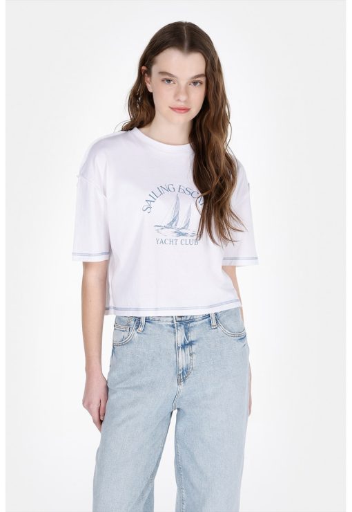 Tricou cu imprimeu grafic-FEMEI/IMBRACAMINTE/Tricouri si maiouri-IMBRACAMINTE/Tricouri si maiouri