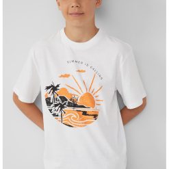 Tricou cu imprimeu grafic si decolteu la baza gatului-BAIETI/IMBRACAMINTE/Tricouri si maiouri-IMBRACAMINTE/Tricouri si maiouri