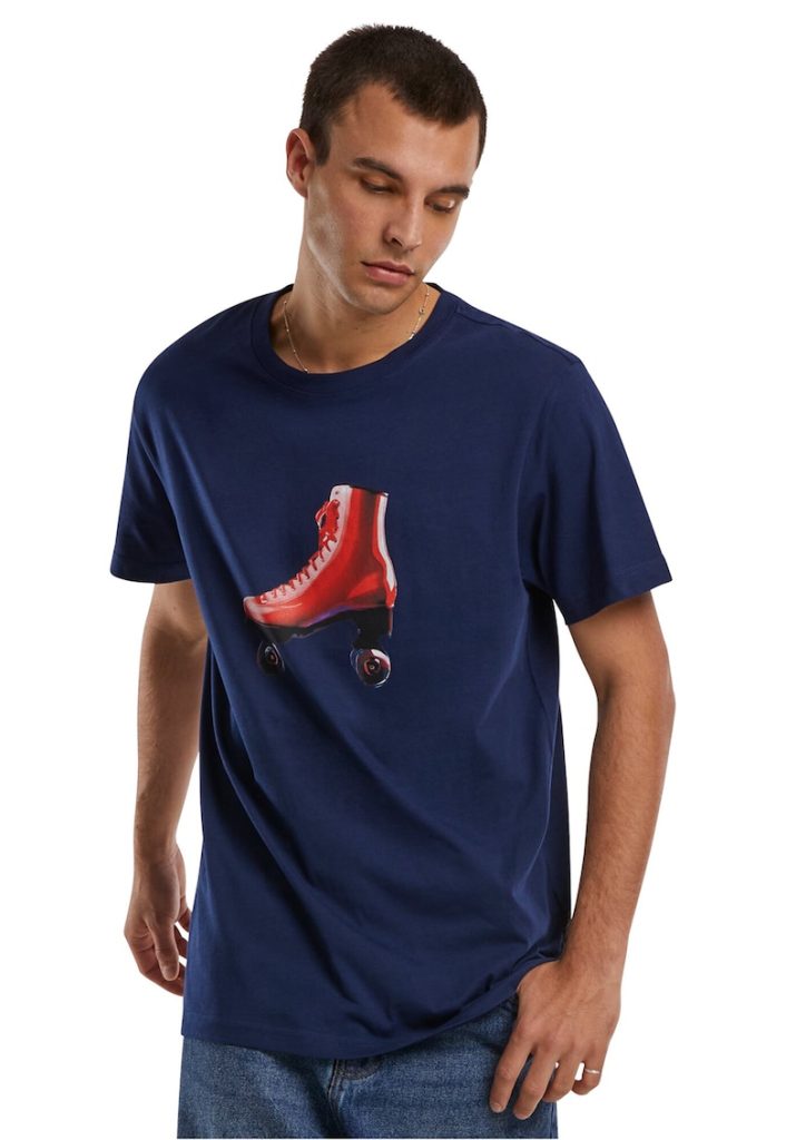 Tricou cu imprimeu grafic si decolteu la baza gatului-BARBATI/IMBRACAMINTE/Tricouri si maiouri-IMBRACAMINTE/Tricouri si maiouri