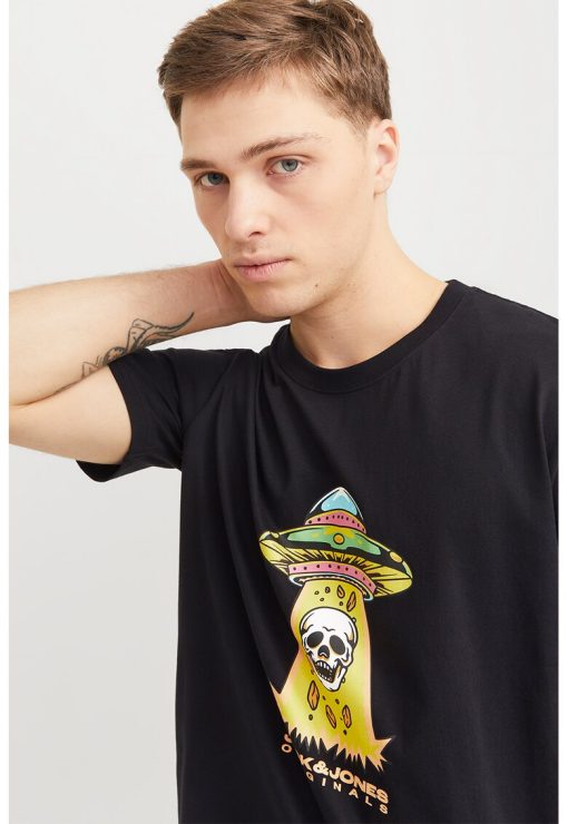 Tricou cu imprimeu si decolteu la baza gatului-BARBATI/IMBRACAMINTE/Tricouri si maiouri-IMBRACAMINTE/Tricouri si maiouri