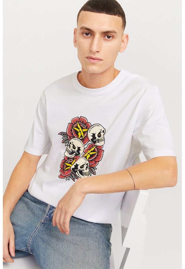 Tricou cu imprimeu si decolteu la baza gatului-BARBATI/IMBRACAMINTE/Tricouri si maiouri-IMBRACAMINTE/Tricouri si maiouri