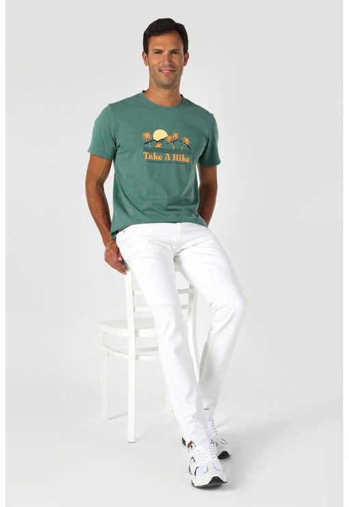 Tricou cu imprimeu si decolteu la baza gatului-BARBATI/IMBRACAMINTE/Tricouri si maiouri-IMBRACAMINTE/Tricouri si maiouri