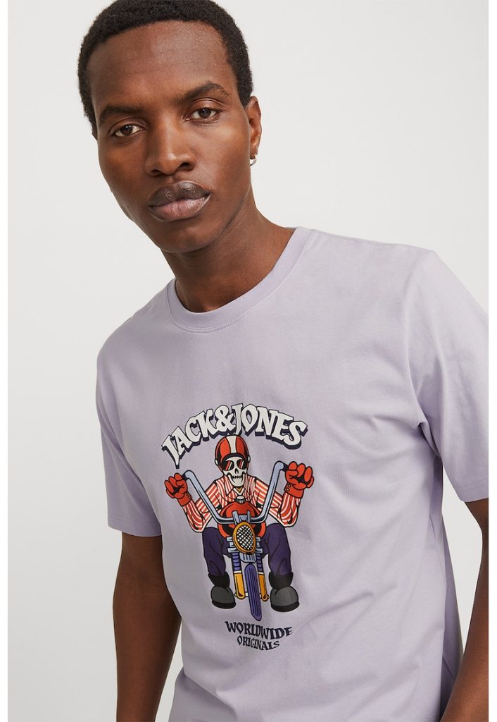 Tricou cu imprimeu si decolteu la baza gatului-BARBATI/IMBRACAMINTE/Tricouri si maiouri-IMBRACAMINTE/Tricouri si maiouri